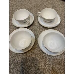 KAYSONS FINE CHINA GOLDEN FANTASY JAPAN Flat Cups & Saucers Set of 4